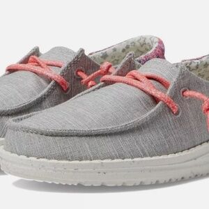 NWT Hey Dude Wendy Youth “Funk” Slip-On Shoes; Kids Size 2 Pink and Grey